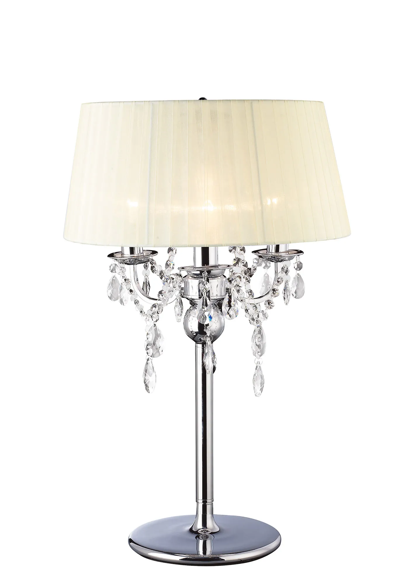 Olivia Polished Chrome-Ivory Cream Crystal Table Lamps Diyas Shaded Table Lamps